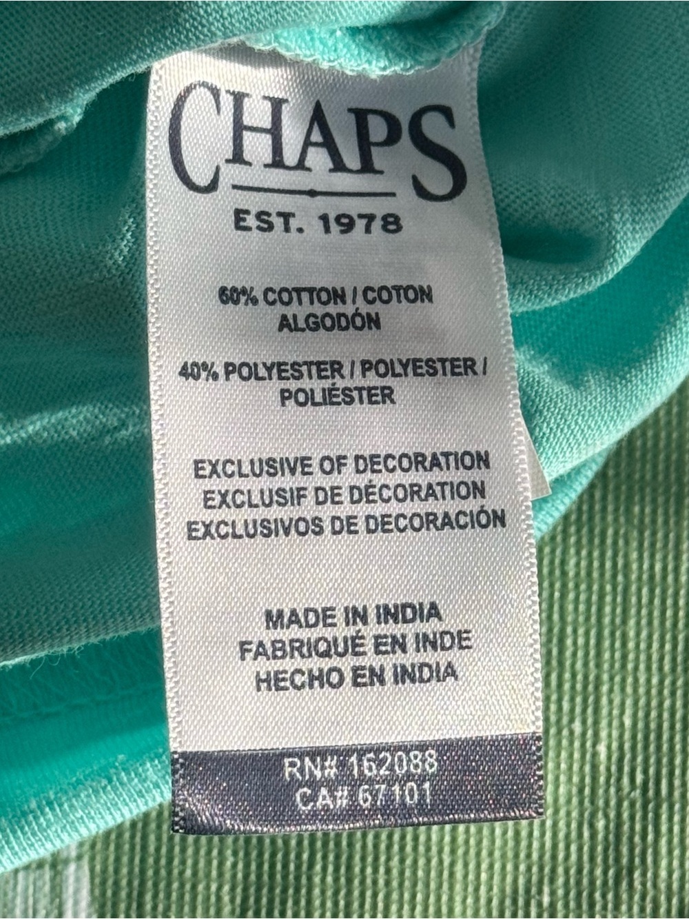 Chaps Men’s Chest Pocket Tee Medium Pool Blue Slub Knit Crew Neck NWT - Picture 9 of 9